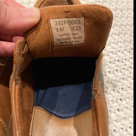 Flat Ltd. Boys' Cameron Brown Leather Zip Oxford Sneaker -  Size 3M - Picture 9 of 9